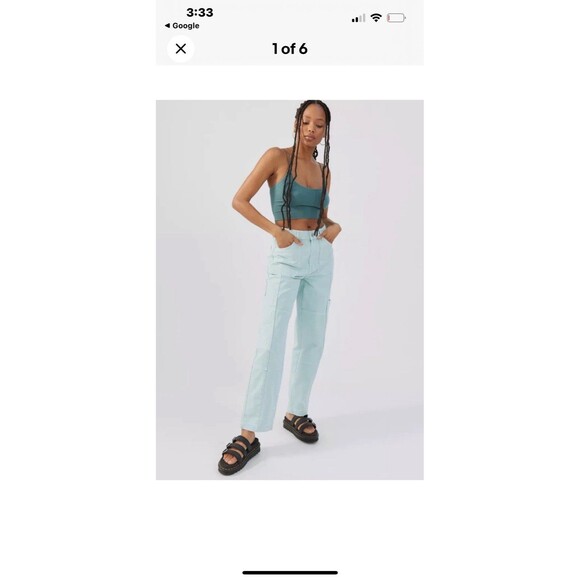 Urban Outfitters BDG Kate Baggy Jean Women’s 27 Light Blue Cargo High Waist - Picture 1 of 8